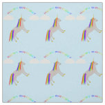 Fantasy Birthday Unicorn Rainbow and Clouds Fabric