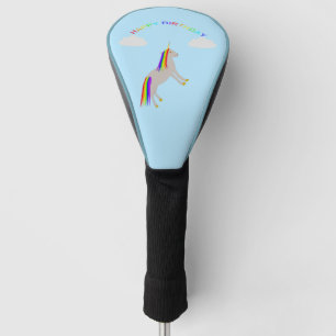 Fantasy Birthday Unicorn Rainbow and Clouds Golf Head Cover
