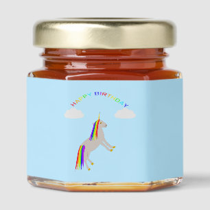 Fantasy Birthday Unicorn Rainbow and Clouds Honey Jar Favors