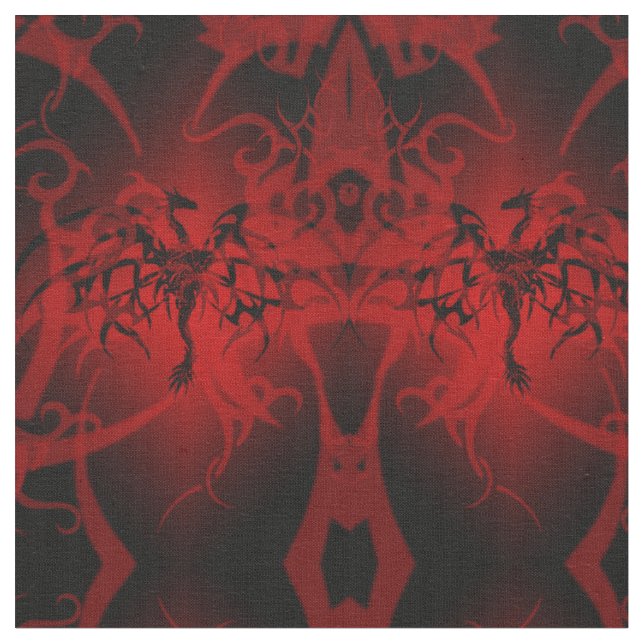 Fantasy Black Dragons Goth fabric (Close Up)