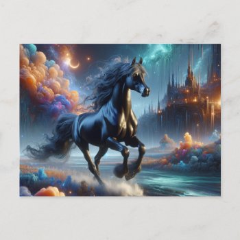 Fantasy Black Half Arabian Horse Postcard by HorseCrazyIowa at Zazzle