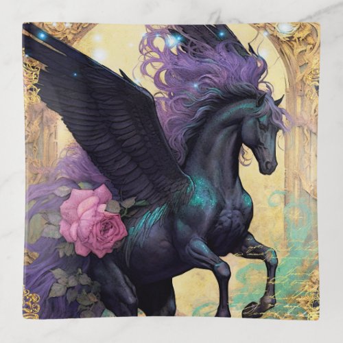 Fantasy Black Pegasus Trinket Tray