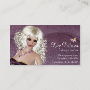 Fantasy Blonde Woman Butterfly Business Card