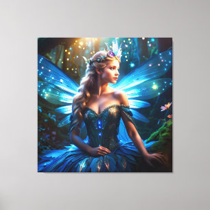 Fantasy Blue Dragonfly Fairy Princess  Canvas Print