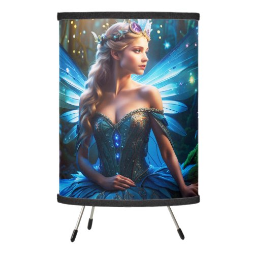 Fantasy Blue Dragonfly Fairy Princess Tripod Lamp