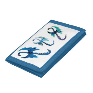 Fantasy Blue Dragons Trifold Wallet
