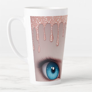 Fantasy Blue Eyes With Dripping Latte Mug