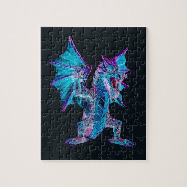 Fantasy Blue Fire Dragon Jigsaw Puzzle (Vertical)