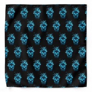 Fantasy Blue Flaming skull Bandana