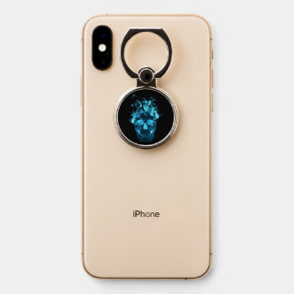 Fantasy Blue Flaming skull Phone Ring Stand