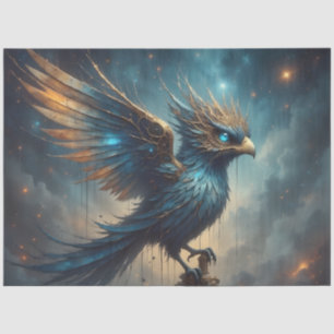 Fantasy Blue Phoenix Bird Decoupage Paper