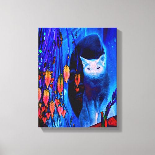 Fantasy Blue Siamese Cat Abstract Animal Art Canvas Print