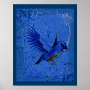 Fantasy Bluebird Nature Art Poster