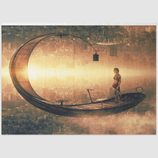 Fantasy Boat Travel 20x30 Decoupage Tissue Paper (Front)