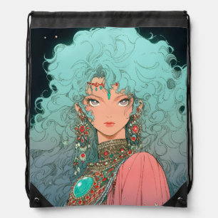 Fantasy Bohemian Aesthetic Anime Girl Drawstring Bag