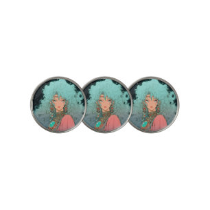 Fantasy Bohemian Aesthetic Anime Girl Golf Ball Marker