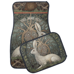 Fantasy Boho Moon Gazing Hare Celtic Magical Car Floor Mat