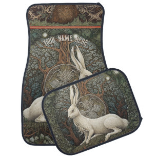 Fantasy Boho Moon Gazing Hare Celtic Nature Car Floor Mat
