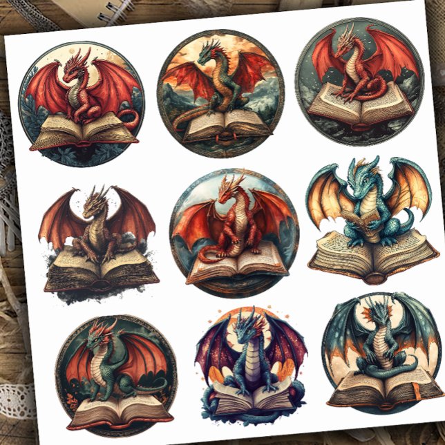 Fantasy Book Dragon Sticker (Creator Uploaded)