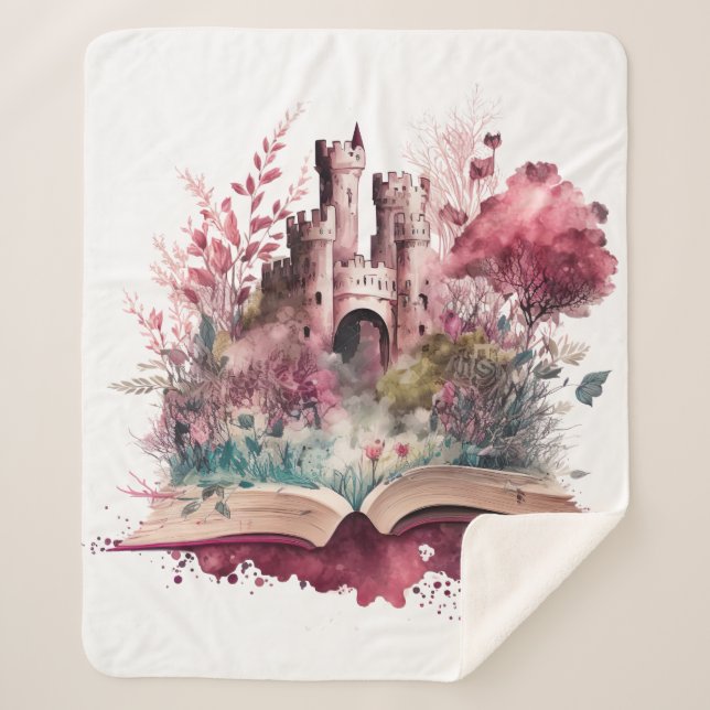 Fantasy Book Lover Design Sherpa Blanket (Front)