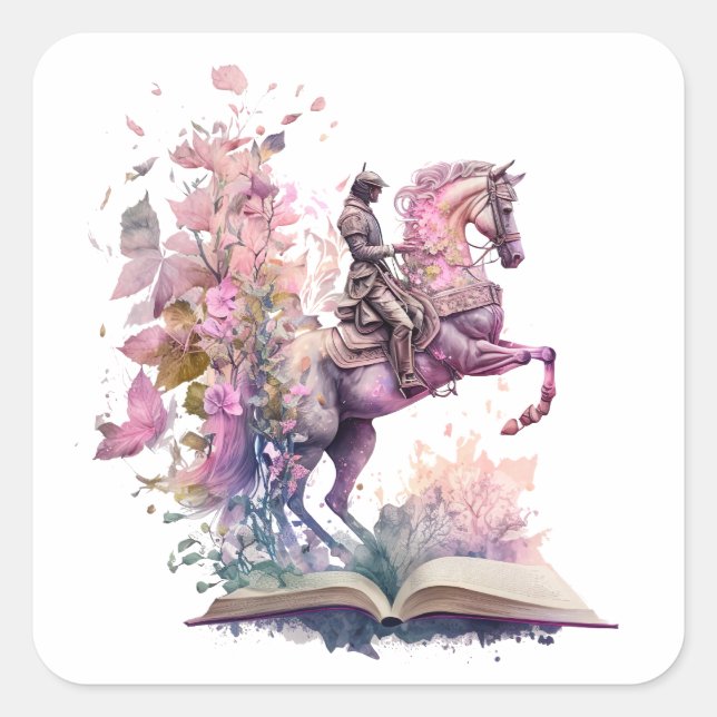Fantasy Book Lover Design Square Sticker (Front)