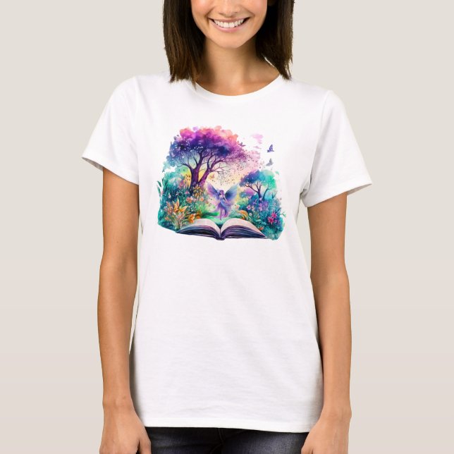 Fantasy Book Lover Fairy T-Shirt (Front)