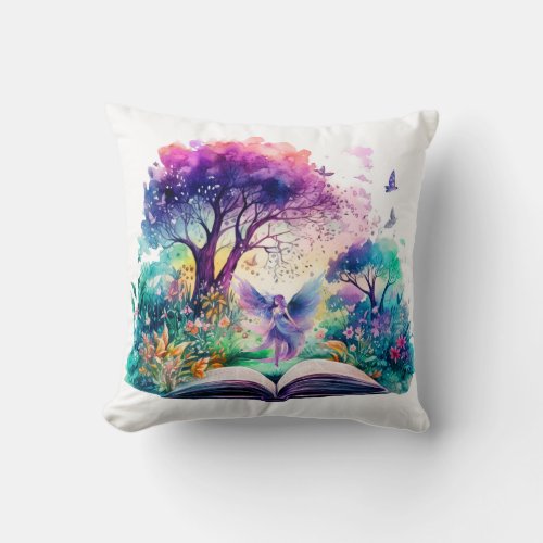 Fantasy Book Lover Fairy Throw Pillow