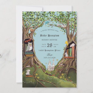 Fantasy Books for Baby Shower Light Blue Invitation