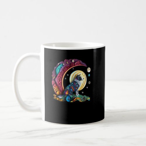 Fantasy Border Collie Dog Cute Crescent Moon Paper Coffee Mug