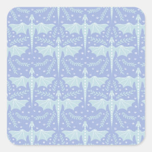 Fantasy Botanical Dragon Square Sticker