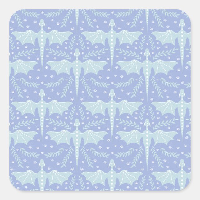 Fantasy Botanical Dragon Square Sticker (Front)