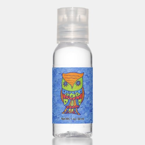 Fantasy Bright Neon Colored Owl  Star Eyes Blue Hand Sanitizer