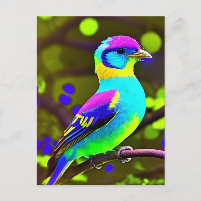 Fantasy Brightly Colored Bird Postcard (Front)