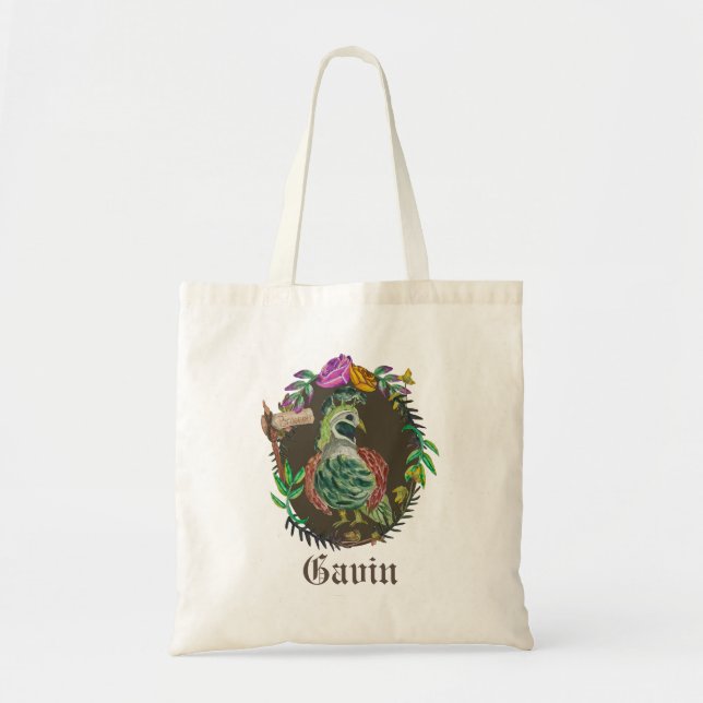 Fantasy broccoli quail - cute quail tote bag (Front)