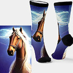 Fantasy Brown Horse with White Mane Socks<br><div class="desc">Fantasy Horse,  Blue Mauve Silver Socks - - Images are mirrored for symmetry when being worn - - see more great sock designs in my store.</div>
