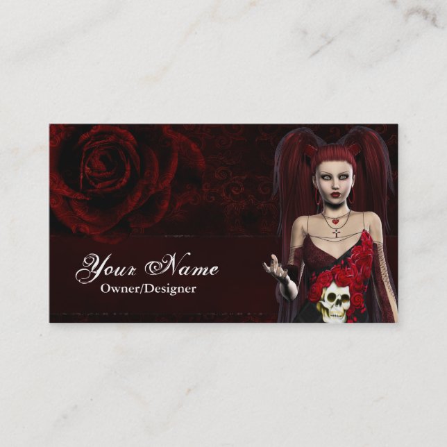 Fantasy Business Cards - Dark Gothic Woman 2 (Front)