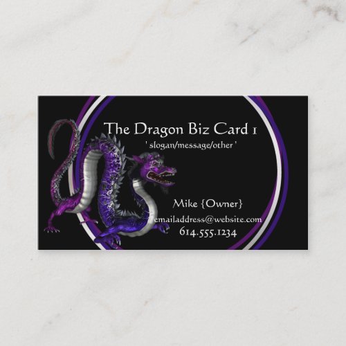 Fantasy Business Cards  Purple  Blue Dragon