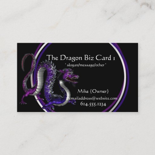 Customizable Fantasy Business Cards :: Purple & Blue Dragon