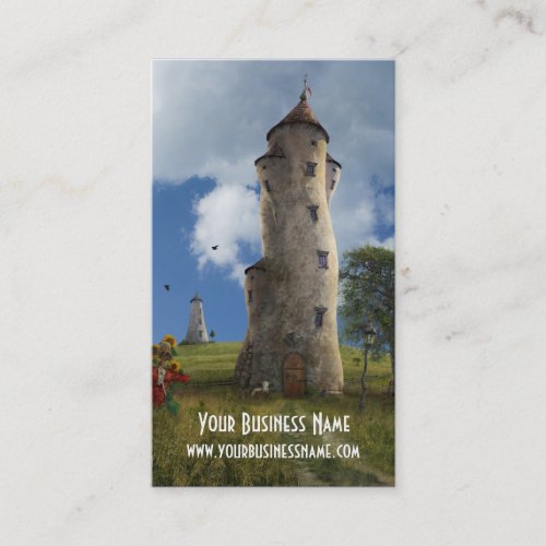 Fantasy Business Cardwith towers Business Card Templates