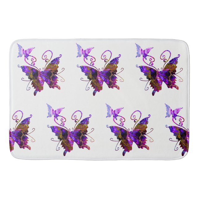 Fantasy Butterflies Bathroom Mat (Front)