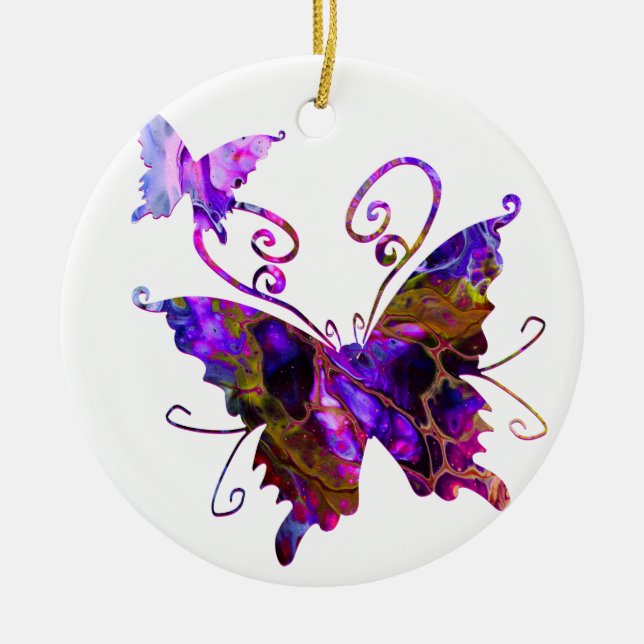 Fantasy Butterflies Ceramic Ornament (Front)