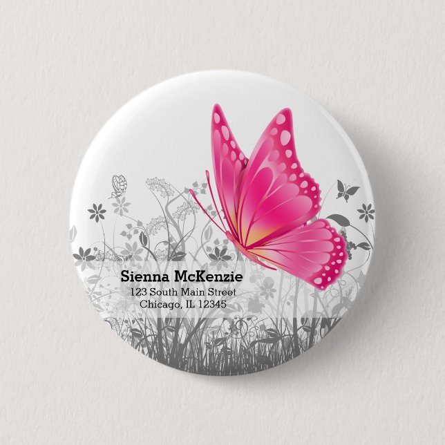 Fantasy Butterfly * choose background color Pinback Button (Front)