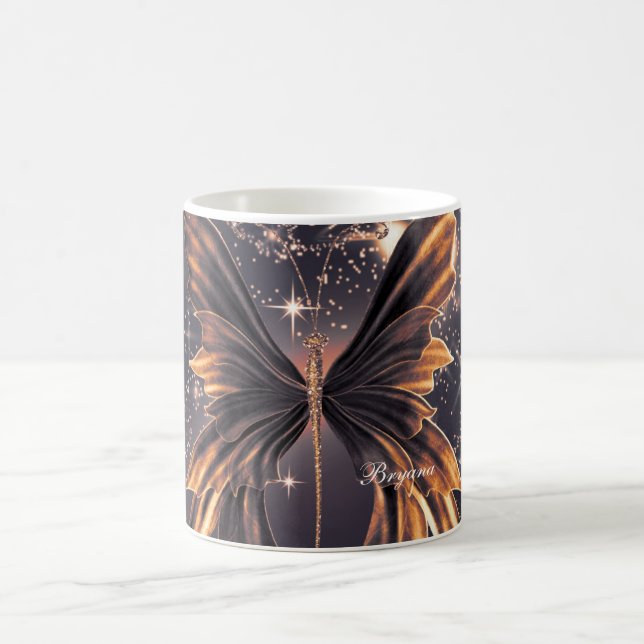 Fantasy Butterfly Gold Sparkle Coffee Mug (Center)
