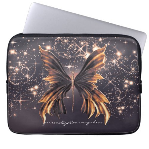Fantasy Butterfly Gold Sparkle Laptop Sleeve