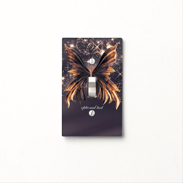 Fantasy Butterfly Gold Sparkle Light Switch Cover (In Situ)