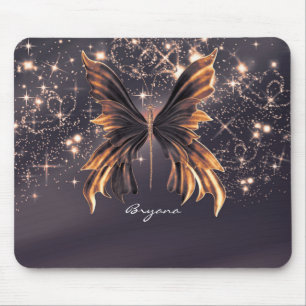 Fantasy Butterfly Gold Sparkle Mouse Pad