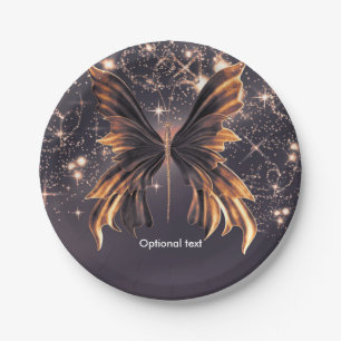 Fantasy Butterfly Gold Sparkle Paper Plates