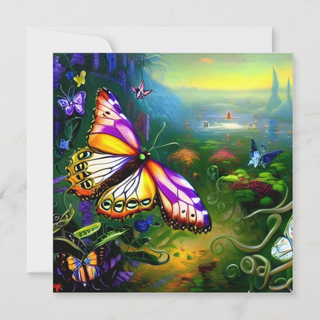 Fantasy Butterfly Journey Blank Greeting Card (Front)
