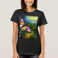Fantasy Butterfly Journey  Digital Art T-Shirt