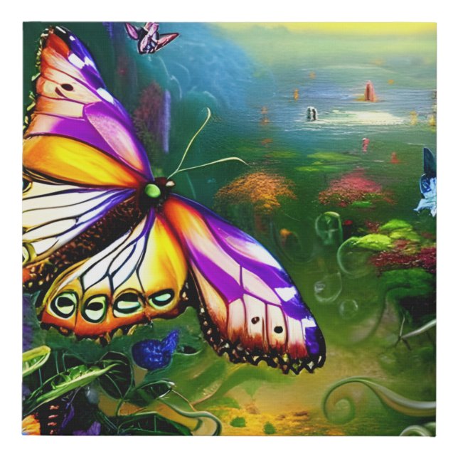 Fantasy Butterfly Journey Faux Canvas Print (Front)